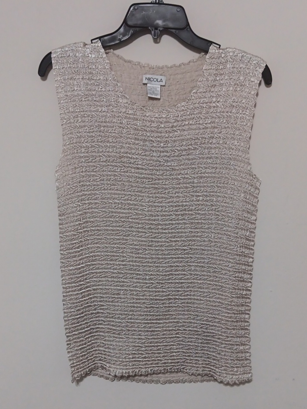 NICOLA Textured Sleeveless Knit Top in Light Beige